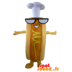 Hot Dog Mascot, molto divertente con gli occhiali e un cappellino - MASFR23808 - Mascotte di fast food