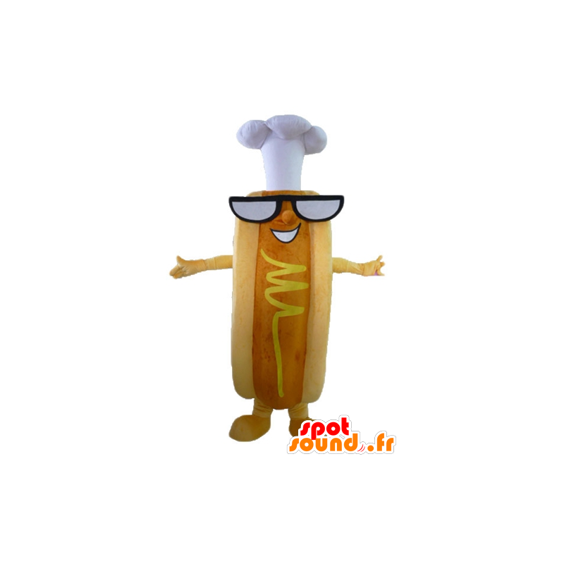 Hot Dog Mascot, bardzo zabawny w okularach i czapce - MASFR23808 - Fast Food Maskotki