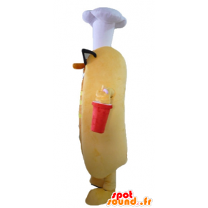 Hot Dog Mascot, erg grappig met een bril en een pet - MASFR23808 - Fast Food Mascottes