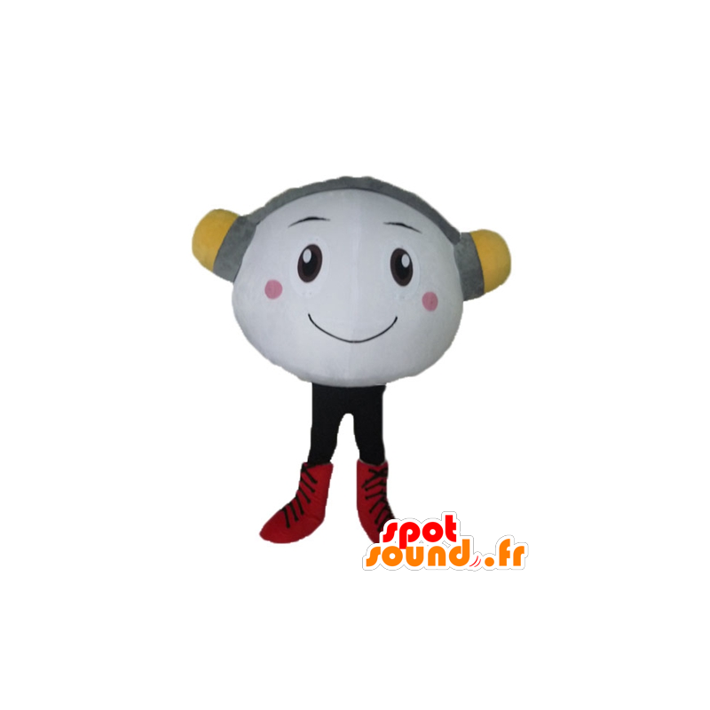 Maskottchen fröhlichen weißen Mann mit Kopfhörern - MASFR23810 - Maskottchen nicht klassifizierte Maskottchen fröhlichen weißen Mann mit Kopfhörern - MASFR23810 - Maskottchen nicht klassifizierte