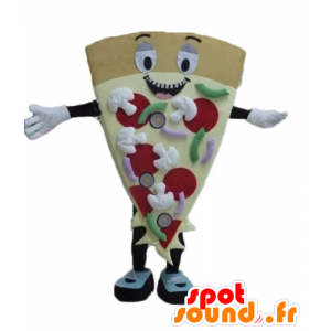 Jätte, leende och färgglad pizzaskivmaskot - Spotsound maskot