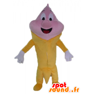 Reuzeroomijskegel mascotte, roze en geel - MASFR23812 - Fast Food Mascottes