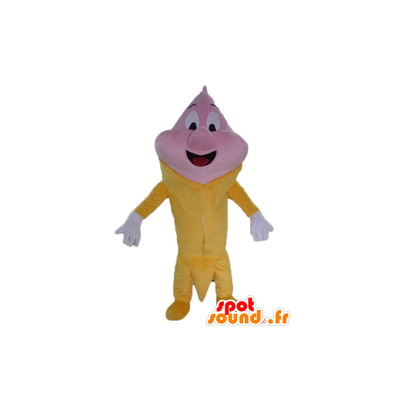 Giant ice cream cone mascot, pink and yellow - MASFR23812 - Fast food mascots