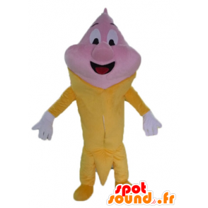 Gigante cone de gelado mascote, rosa e amarelo - MASFR23812 - Rápido Mascotes Food