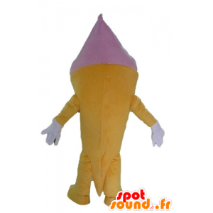 Maskot kæmpe iskegle, lyserød og gul - Spotsound maskot kostume