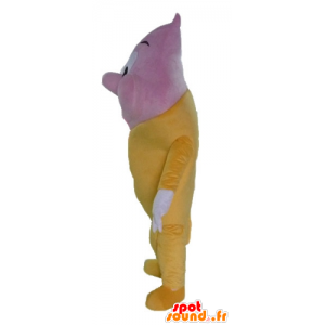 Reuzeroomijskegel mascotte, roze en geel - MASFR23812 - Fast Food Mascottes