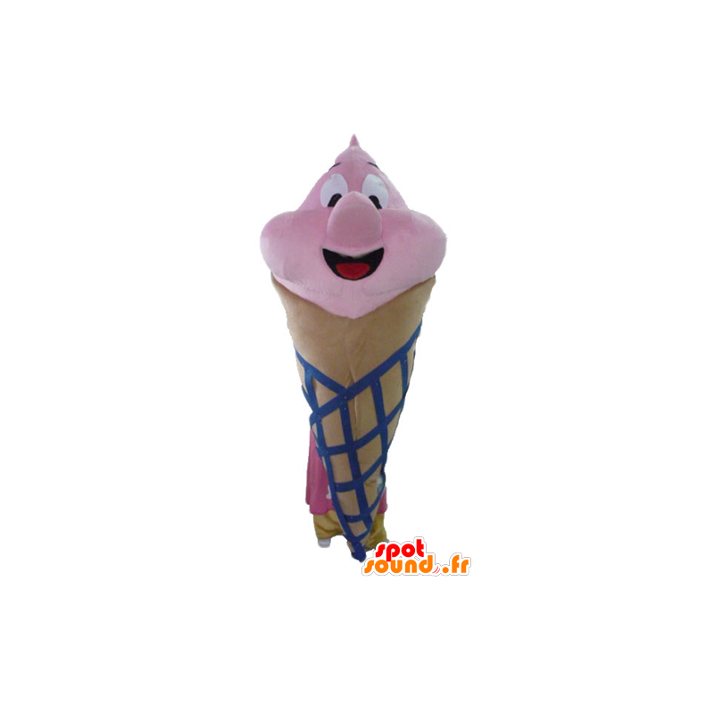 Gigante cone de gelado mascote, marrom, rosa e azul - MASFR23813 - Rápido Mascotes Food