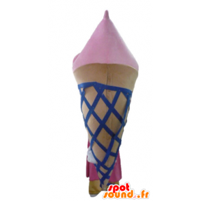 Gigante cone de gelado mascote, marrom, rosa e azul - MASFR23813 - Rápido Mascotes Food