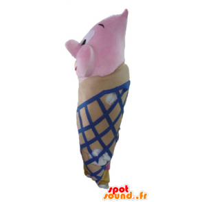 Gigante cone de gelado mascote, marrom, rosa e azul - MASFR23813 - Rápido Mascotes Food