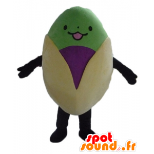 Mascot giant pistachio, beige, purple and green - MASFR23814 - Fast food mascots