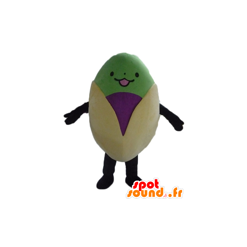 Mascot giant pistachio, beige, purple and green - MASFR23814 - Fast food mascots