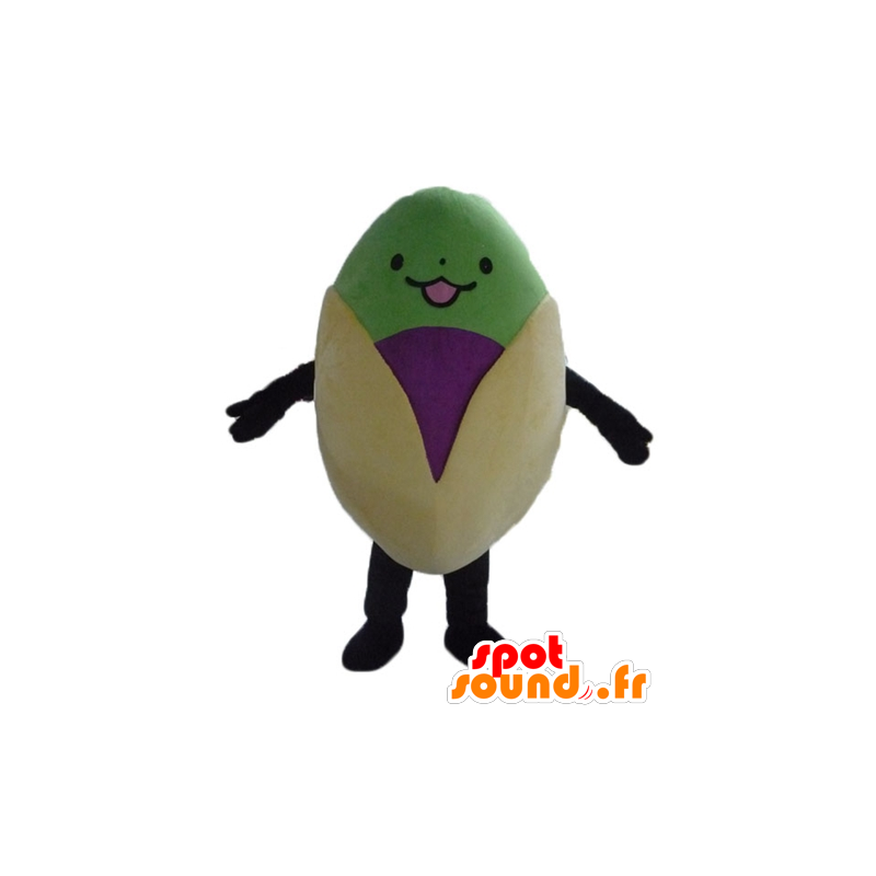 Mascot jättiläinen pistaasi, beige, vihreä ja violetti - MASFR23814 - Mascottes Fast-Food