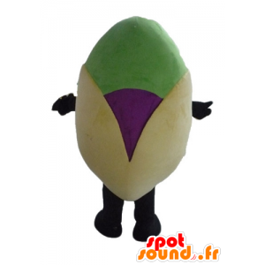 Mascotte de pistache géante, beige, violette et verte - MASFR23814 - Mascottes Fast-Food