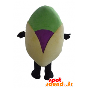 Mascot jättiläinen pistaasi, beige, vihreä ja violetti - MASFR23814 - Mascottes Fast-Food
