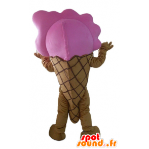 Giant ice cream cone mascot, brown and pink - MASFR23817 - Fast food mascots