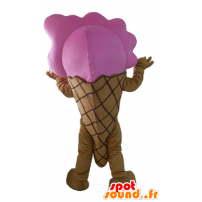 Giant jäätelötuutti maskotti, ruskea ja vaaleanpunainen - MASFR23817 - Mascottes Fast-Food
