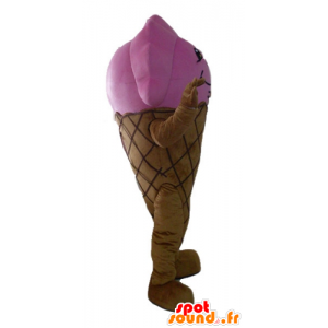 Cono gelato gigante mascotte, marrone e rosa - MASFR23817 - Mascotte di fast food