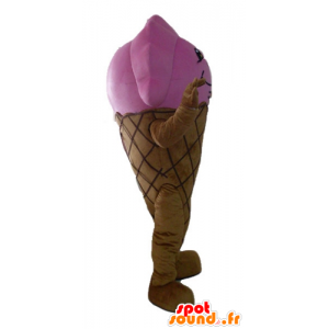 Giant ice cream cone mascot, brown and pink - MASFR23817 - Fast food mascots