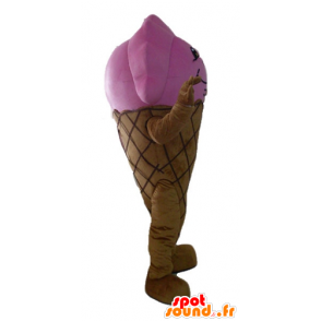 Cono gelato gigante mascotte, marrone e rosa - MASFR23817 - Mascotte di fast food