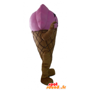 Giant παγωτό χωνάκι μασκότ, καφέ και ροζ - MASFR23817 - Fast Food Μασκότ