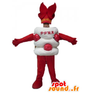 Asian sweet mascot, white and red giant - MASFR23818 - Mascots of objects