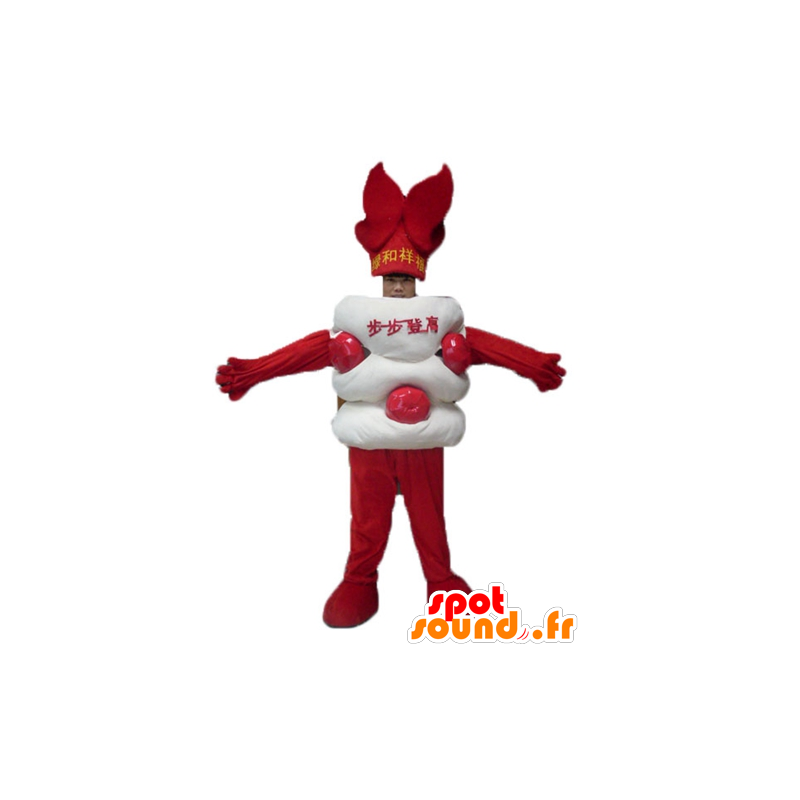 Asian sweet mascot, white and red giant - MASFR23818 - Mascots of objects