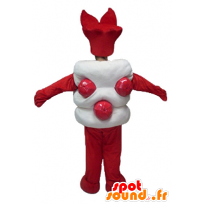 Asiatiske søt maskot, hvit og rød kjempe - MASFR23818 - Maskoter gjenstander