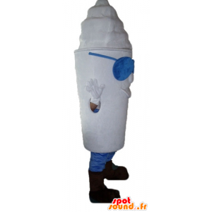 Garnek maskotka lód gigant, cały biały, z okularami - MASFR23819 - food maskotka