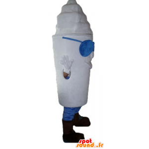 Mascotte pot ice giant, all white, with glasses - MASFR23819 - Food mascot