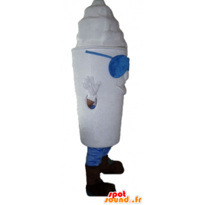 Mascotte pot ice giant, all white, with glasses - MASFR23819 - Food mascot