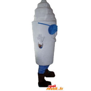 マスコットの巨大なアイスクリームジャー、すべて白、グラス付き-MASFR23819-フードマスコット