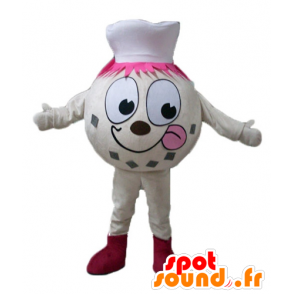 Sněhulák maskot, koule béžový led, s kuchařskou čepicí - MASFR23820 - Neutajované Maskoti