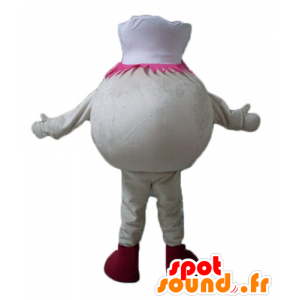Mascote boneco de neve, bola de gelo bege, com um toque - MASFR23820 - Mascotes não classificados