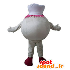 Snowman maskot, beige iskugle med kokkehue - Spotsound maskot