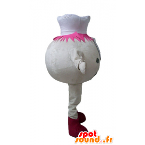 Pupazzo di neve mascotte, palla di ghiaccio beige con un cappello - MASFR23820 - Mascotte non classificati