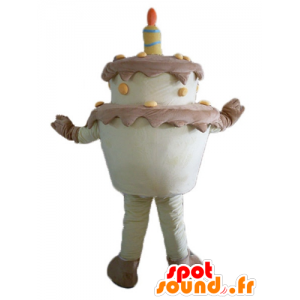 Syntymäpäiväkakku maskotti jättiläinen, ruskea ja keltainen - MASFR23821 - Mascottes de patisserie