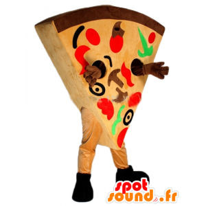 Mascotte de part de pizza géante, très colorée - MASFR23826 - Mascottes Pizza