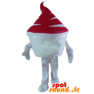 Iskrem maskot, hvit og rød iskrem - MASFR23828 - mat maskot