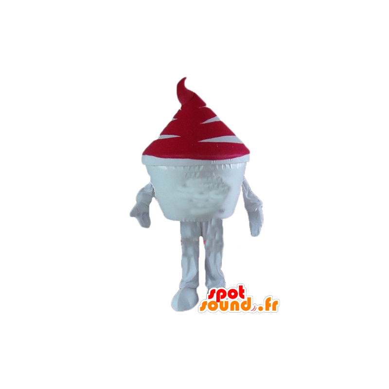 Ice pot mascot, white and red ice cream - MASFR23828 - Food mascot