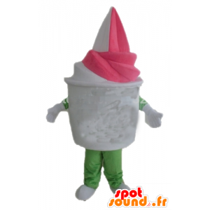 Mascotte de pot de glace vanille-fraise géant - MASFR23831 - Mascottes Fast-Food