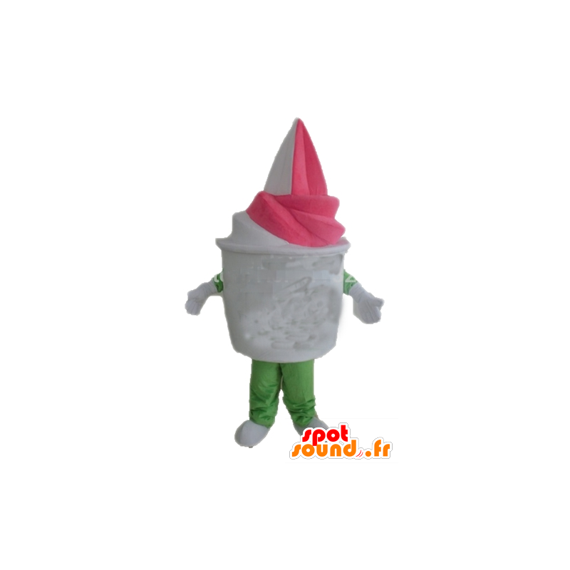 Ice cream maskota obří vanilkovou-jahoda - MASFR23831 - Fast Food Maskoti