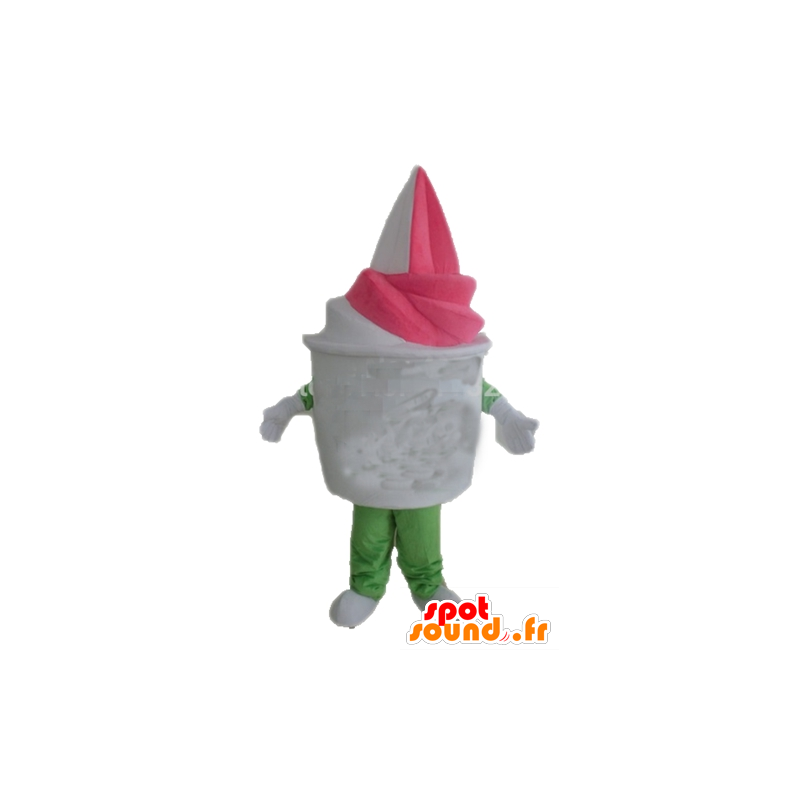 Ice pot mascot giant vanilla-strawberry - MASFR23831 - Fast food mascots