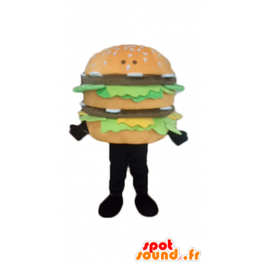Giant hampurilainen maskotti, realistinen ja ruokahalua - MASFR23835 - Mascottes Fast-Food