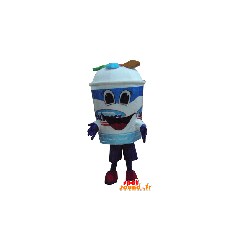 Mascotte de pot de glace géant, bleu et blanc, avec des bonbons - MASFR23837 - Mascotte alimentaires