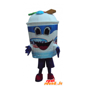 Mascotte de pot de glace géant, bleu et blanc, avec des bonbons - MASFR23837 - Mascotte alimentaires