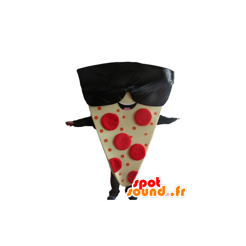 Mascotte share giant pizza with sunglasses - MASFR23838 - Mascots Pizza
