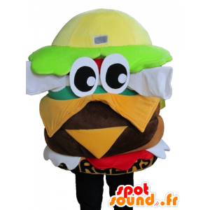 Giant burger maskot, veldig fargerik, med store øyne - MASFR23839 - Fast Food Maskoter