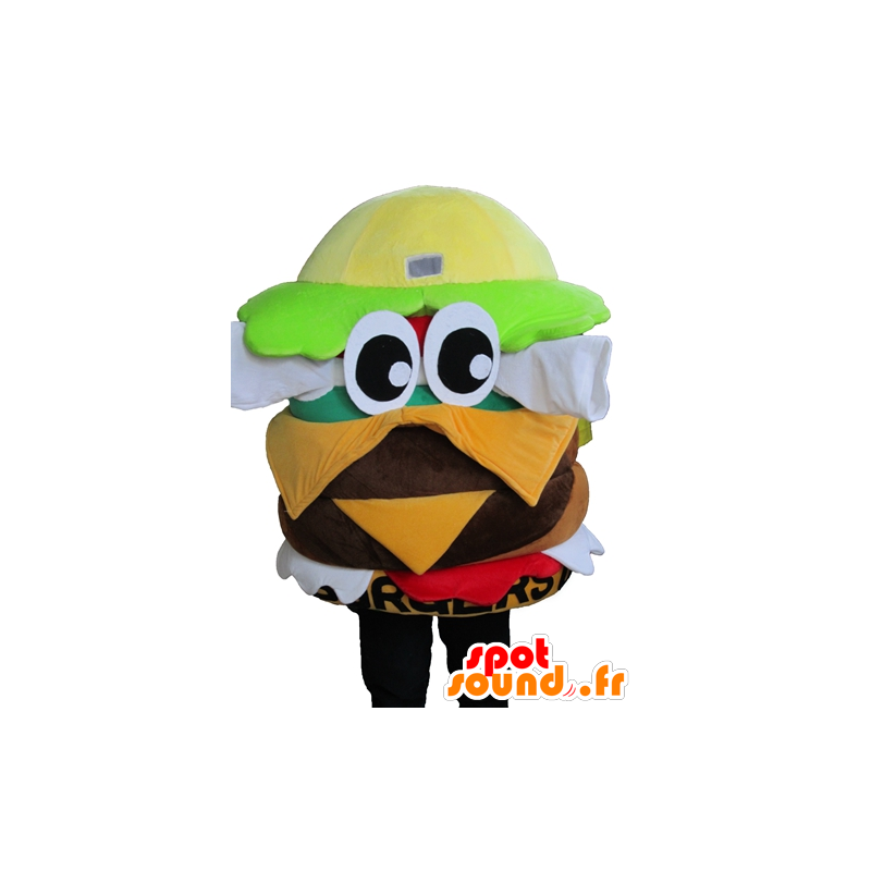 Giant burger mascot, very colorful, with large eyes - MASFR23839 - Fast food mascots