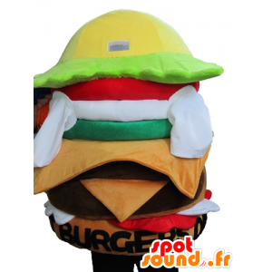 Giant hamburger mascotte, zeer kleurrijk, met grote ogen - MASFR23839 - Fast Food Mascottes