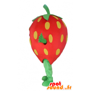 Kæmpe jordbærmaskot, rød, gul og grøn - Spotsound maskot kostume